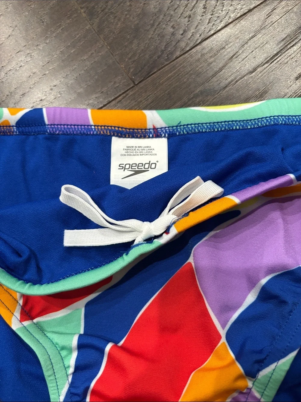 Speedo Endurance Puzzle, Pride, True Cobalt swim briefs,elastic drawcord waist